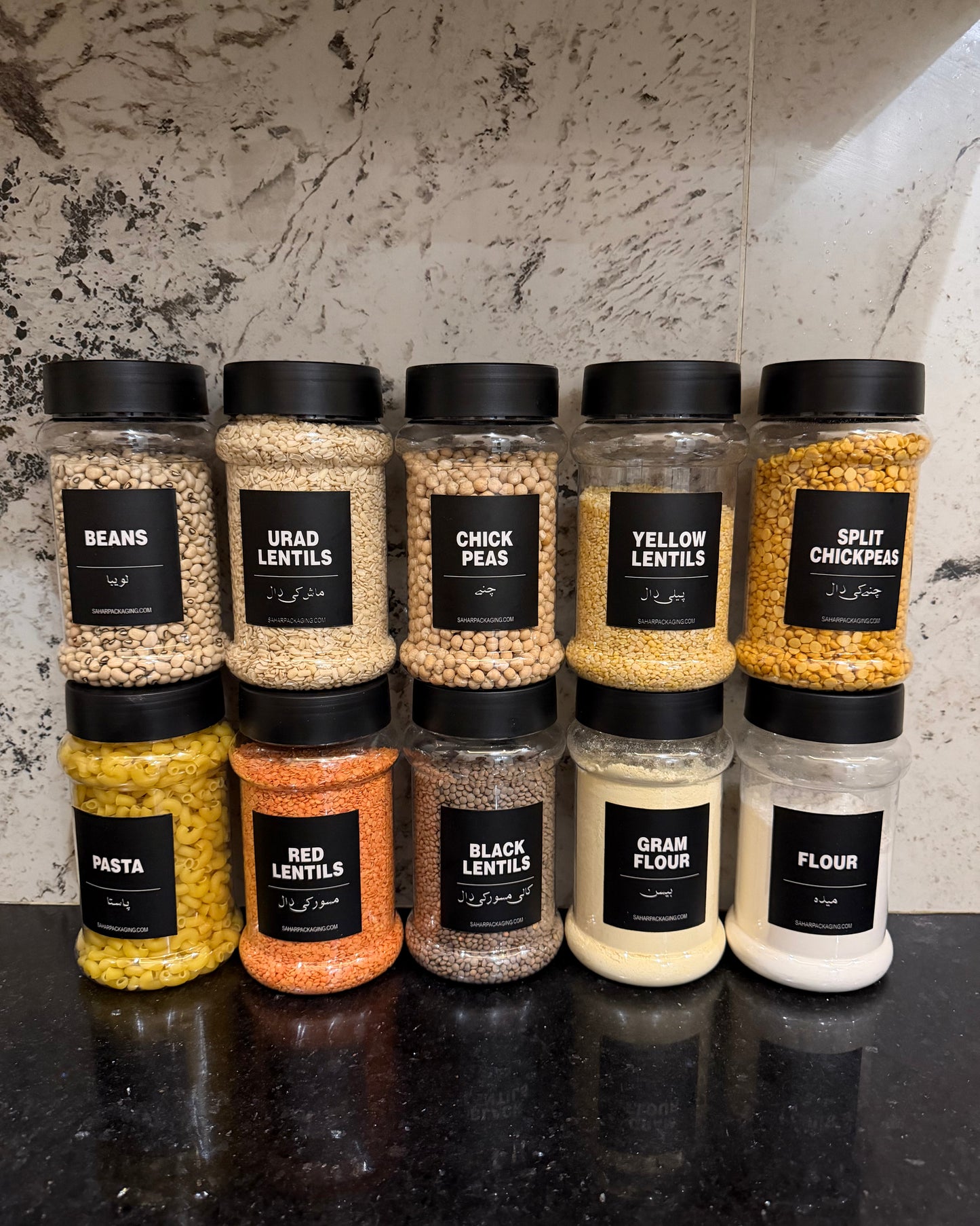 20-Piece Kitchen Jar Set – 650ml & 420ml | Free Delivery + Stickers + 20 Spoons