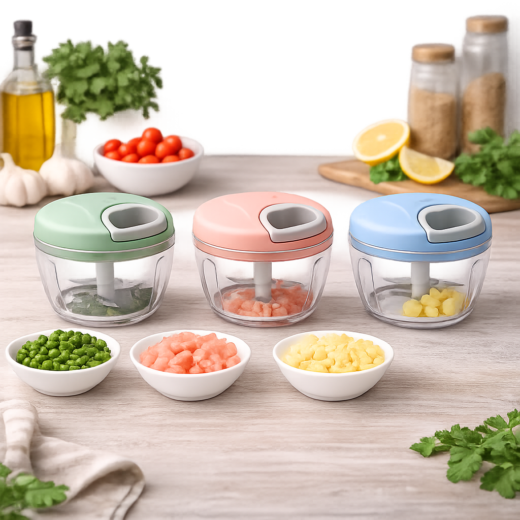 Manual Food Chopper – Hand Pull Vegetable & Fruit Chopper (Assorted)