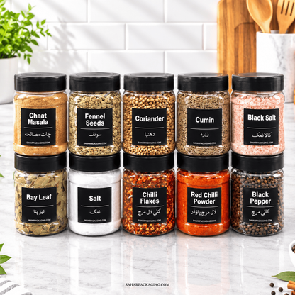20-Piece Kitchen Storage Jar Set (650ml & 420ml) with Stickers & 20 Spoons