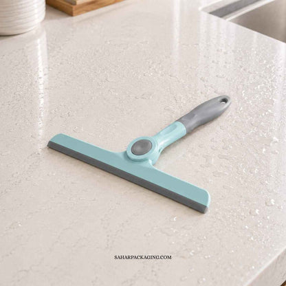 Foldable Shelf & Glass Cleaning Wiper - Press Button Rotating Squeegee for Windows, Mirrors, Shelves, Bathroom Glass & Car Windshield