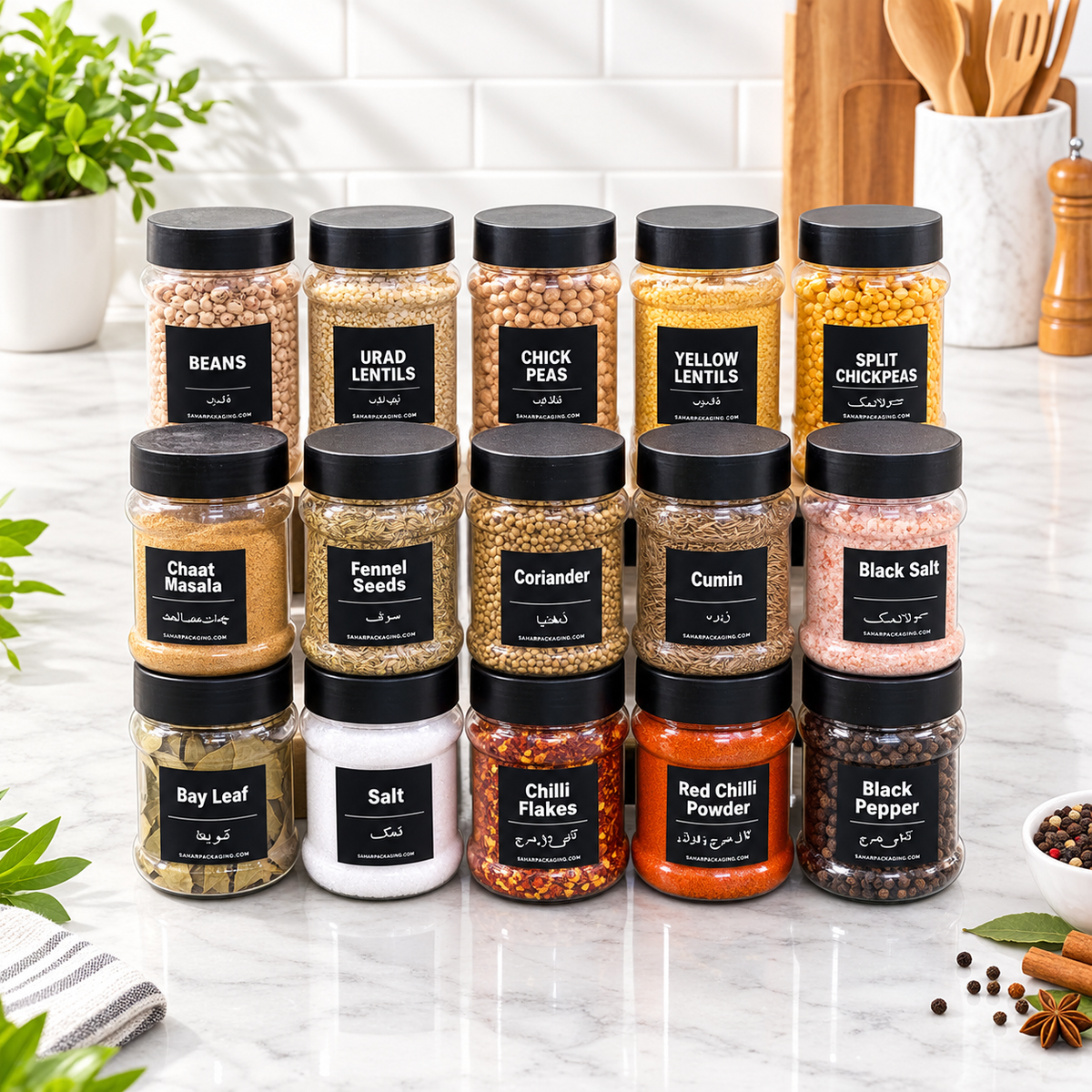20-Piece Kitchen Jar Set – 650ml & 420ml | Free Delivery + Stickers + 20 Spoons