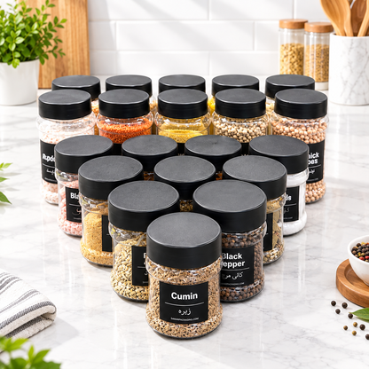 20-Piece Kitchen Jar Set – 650ml & 420ml | Free Delivery + Stickers + 20 Spoons